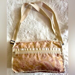 LeSportsac Crossbody Shoulder Bag -Lotus Flower Cream/Tan